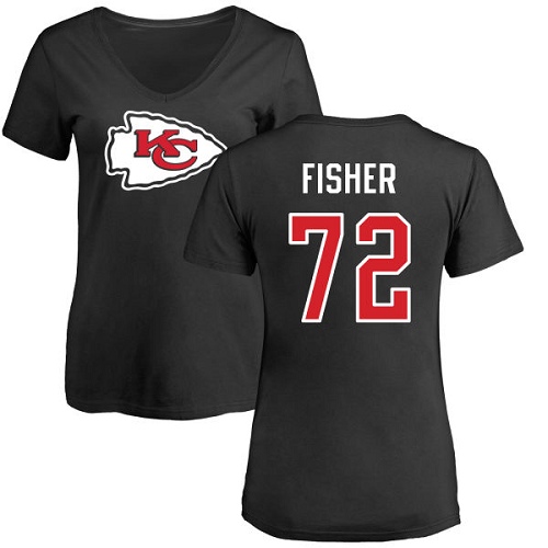 Women Football Kansas City Chiefs #72 Fisher Eric Black Name and Number Logo Slim Fit T-Shirt->kansas city chiefs->NFL Jersey